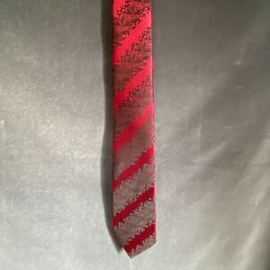100% Silk Red & Black Paisley with Block Pattern Jacquard Tie